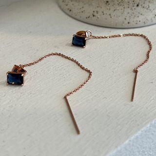 Rhinestone Chain Drop Earring Rose Gold - One Size