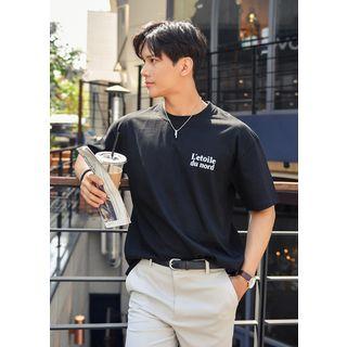 French Letter-printed Loose-fit T-shirt