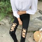 Crisscross Detail Skinny Jeans