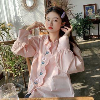 Floral-accent Faux Pearl Shirt