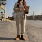 Half-placket Corduroy Jumpsuit