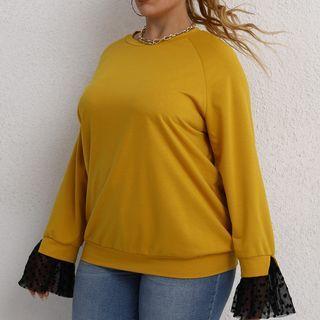 Plus Size Mesh Panel Sweatshirt
