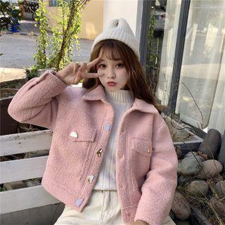 Fleece Cropped Button-up Jacket