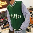 V-neck Lettering Knitted Vest