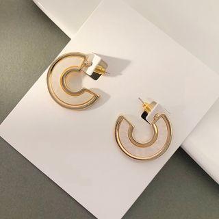 Letter C Ear Stud 1 Pair - Silver - Gold - One Size