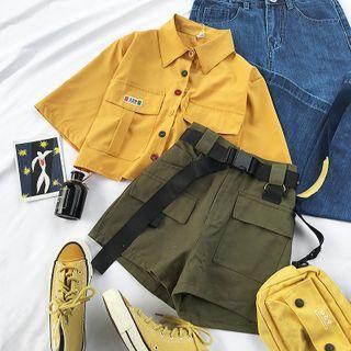 Double Pocket Short-sleeve Top / High-waist Shorts