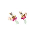 Fashion Sweet Plated Gold Enamel Sparrow Flower Tassel Earrings With Cubic Zirconia Golden - One Size