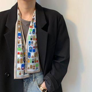 Printed Satin Narrow Scarf (various Designs)