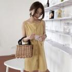 Plaid Wide-strap Buttoned Sundress