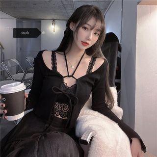 Lace Camisole Top / Tied Cardigan