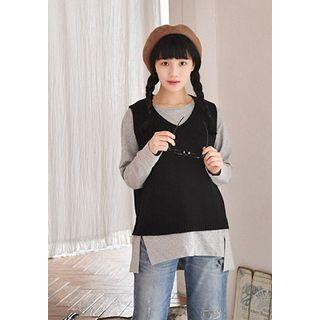 V-neck Pocket Dip-back Knit Vest