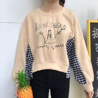 Plaid Panel Print Pullover