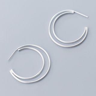 Hollow Out Crescent 925 Sterling Silver Earring 1 Pair - S925 Silver - White - One Size