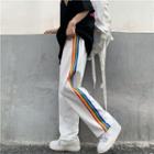 Drawstring Waist Rainbow Stripe Straight Leg Pants