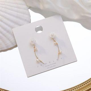 Faux Pearl Shell Flower Dangle Earring 1 Pair - As Shown In Figure - One Size