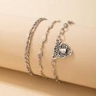 Set Of 3: Anklet 18226 - Set Of 3 - Silver - One Size