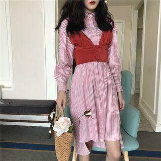 Set: Striped Dress + Plain Camisole Top