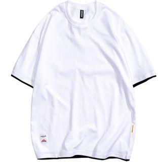 Couple Matching Elbow-sleeve Mock Two Piece T-shirt