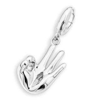 Bling Bling Platinum Plated 925 Silver Lovely Ok Sign Bracelet Charm