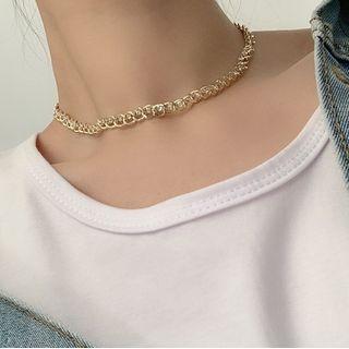 Rhinestone Chain Necklace 1 Pc - Rhinestone Chain Necklace - Gold - One Size