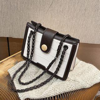 Two-tone Panel Chain Crossbody Bag
