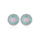 Fashion And Elegant Geometric Round Stud Earrings With Colorful Cubic Zirconia Silver - One Size