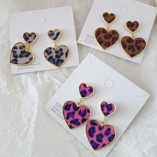 Leopard Print Heart Dangle Earring