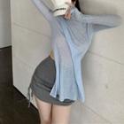 Long-sleeve Plain T-shirt / Pencil Skirt