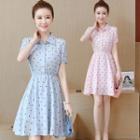 Dotted Short-sleeve A-line Shirtdress
