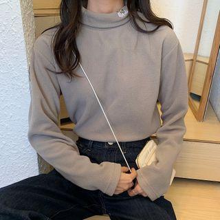 Long-sleeve Mock Neck Fleece Top