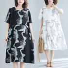 Print Loose Fit Short-sleeve Medium Maxi Dress