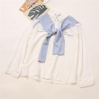 Letter Embroidered Shirt With Shawl