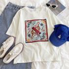 Short-sleeve Printed T-shirt Cream - One Size