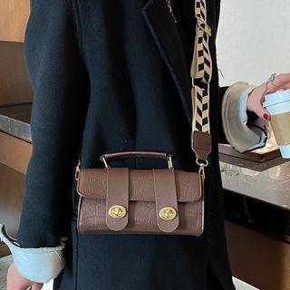 Wide Strap Top Handle Plain Crossbody Bag