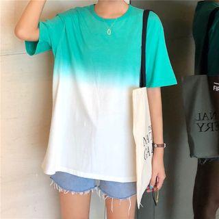Elbow-sleeve Gradient Oversized T-shirt