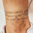 Set Of 3: Rhinestone Alphabet / Alloy Anklet (assorted Designs) S339 - 01 - Gold - One Size