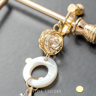 Non-matching Shell Hoop Wirework Dangle Earring