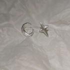 S925 Sterling Silver Star Moon Stud Earring Yc5297e - One Size
