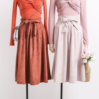 High-waist Faux-suede A-line Skirt