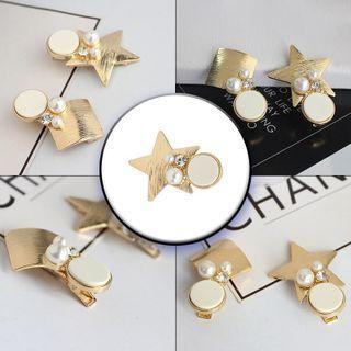Faux Pearl Rhinestone Star Alloy Hair Clip 99-3194 - Coffee - One Size