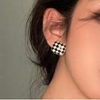 Square Checker Alloy Earring A3326 - 1 Pair - Black & White - One Size
