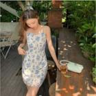 Spaghetti Strap Floral Print Midi Dress / Mini Dress / Sleeveless Mini Dress