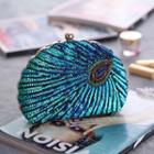 Peacock Feather Sequined Clutch