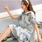 Floral Short-sleeve A-line Shirt Dress