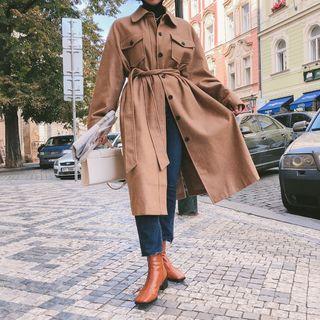 Shirt-collar Single-breasted Coat