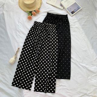 High-waist Drawstring Polka Dot Pants