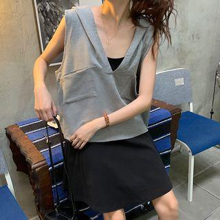 Hooded Tank Top / Spaghetti Strap Mini Dress