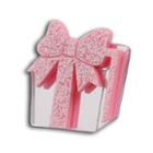 Sweet Pink Glitter Present Silver Ring