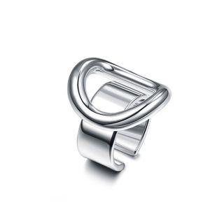 Fashion Simple Letter O Adjustable Split Ring Silver - One Size