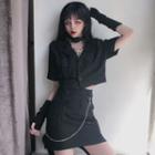 Short-sleeve Blazer / Mini A-line Skirt / Set